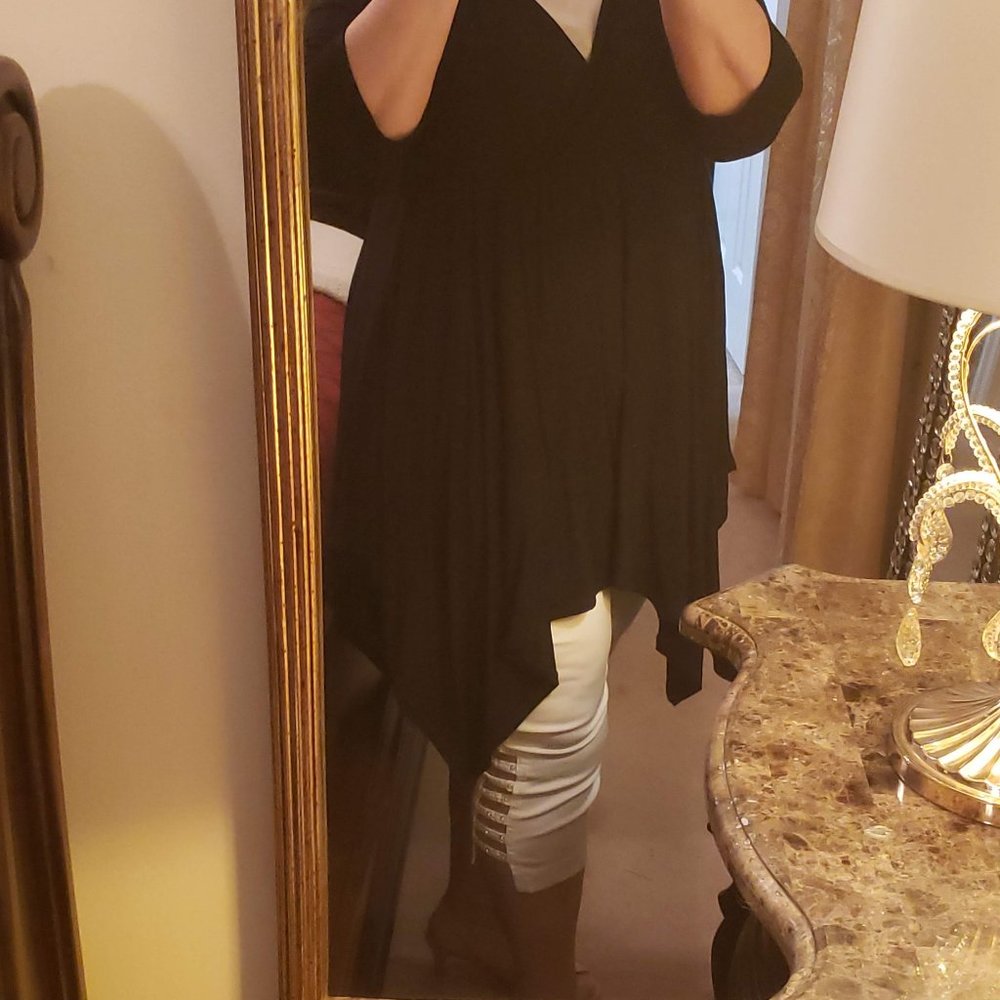 Women's Handkerchief Hem Black Blouse
